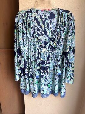 Lilly Pulitzer Marilina Tunic All Together Now blouse Size L/XL